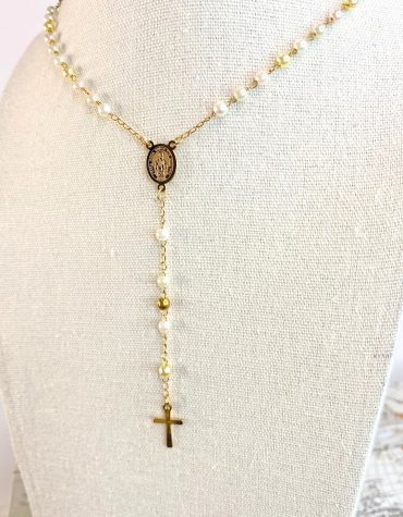 rosary of saint benedict and pearls