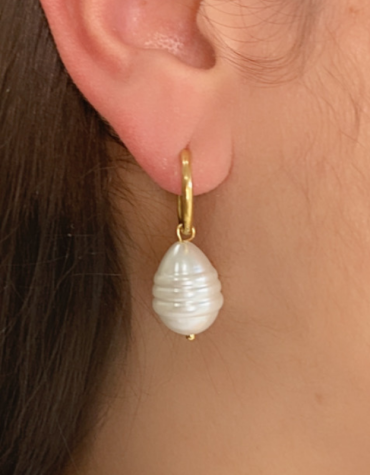 Stainless Steel 2 in 1 Pearl Earrings