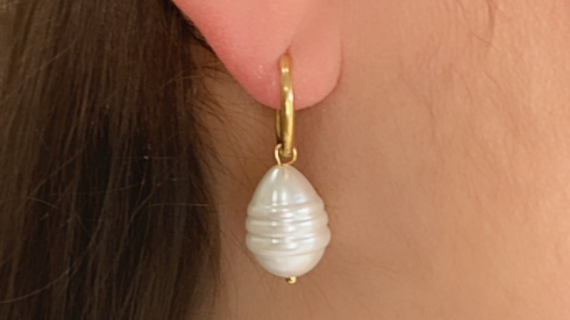 Stainless Steel 2 in 1 Pearl Earrings