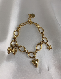 Heart Bow Star Charm Bracelet