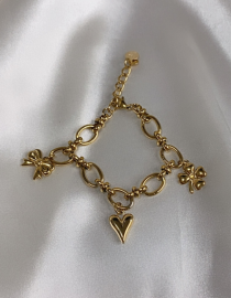 Heart Bow Clover Charm Bracelet