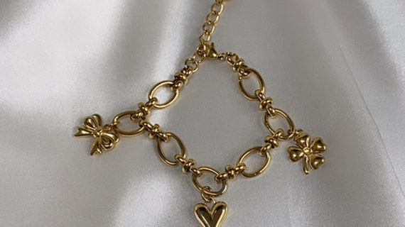 Heart Bow Clover Charm Bracelet