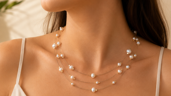 Three Layer Freshwater Pearl Necklace