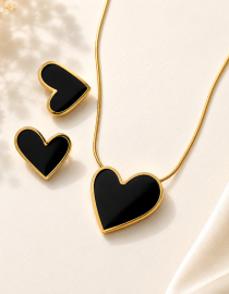 Stainless Steel Heart Necklace and Earrings Set