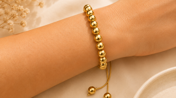 18K Gold Plated 8mm Beaded Bracelet